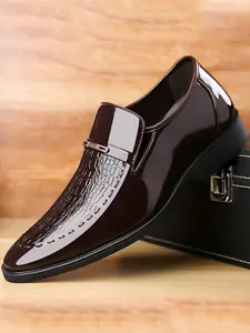 Men's Business Casual Shoes, Classic Pointed Toe Slip-On Rubber Sole Low Heel, Formal Occasions, Comfortable and Stylish Footwear