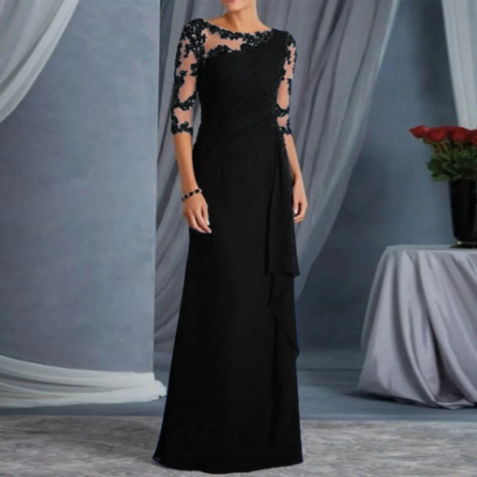Elegant Dresses For Women Wedding Guest Cocktail Party Dress Sexy Lace Patchwork Prom Long Dresses Evening Gowns платье женское