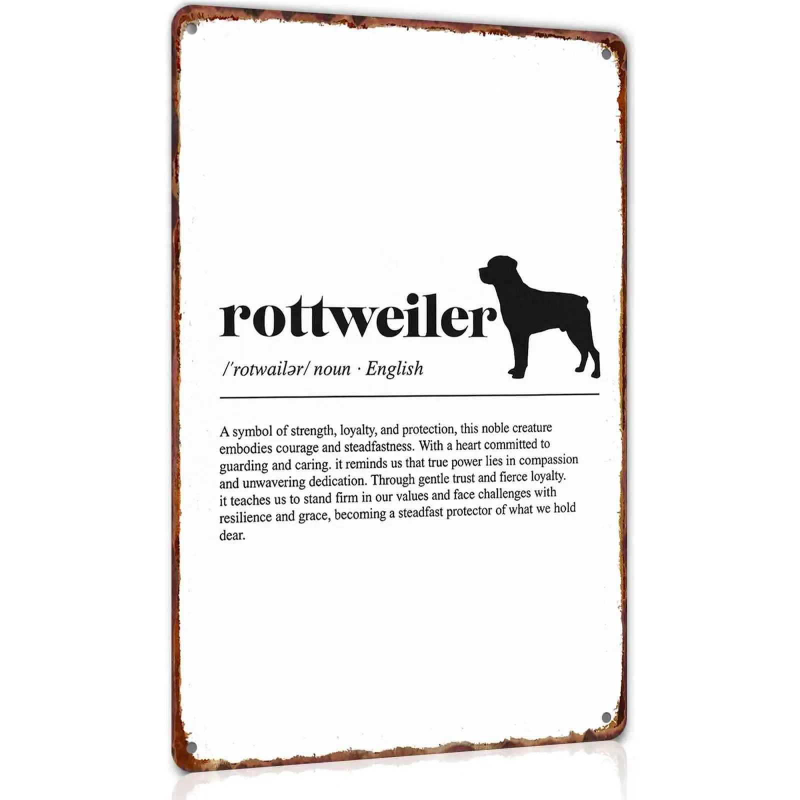 Rottweiler Metal Sign Wall Decor, 8x12 Inch Inspirational Tin Plaque for Home, Office, Bedroom – Decorative Gift