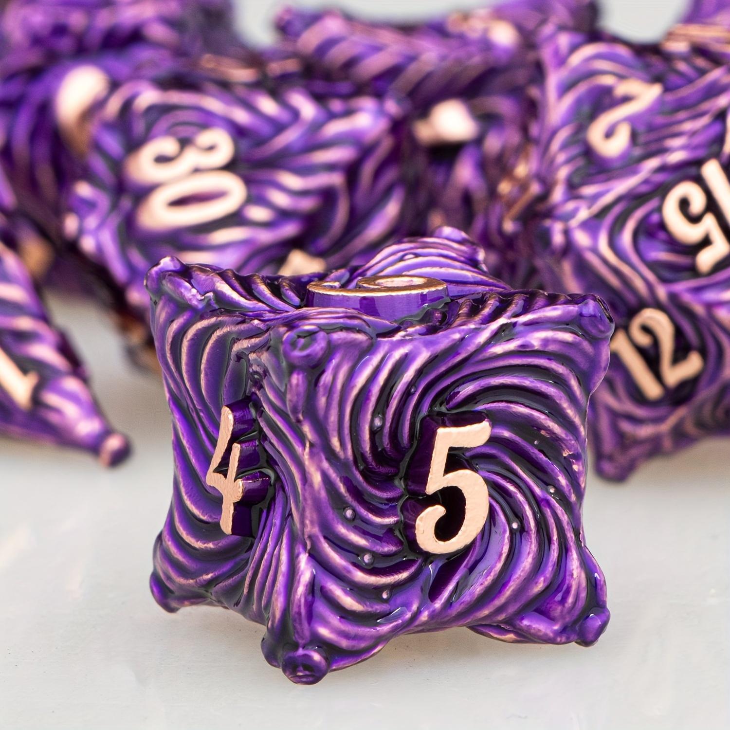 DND Metal Dice Set Blue Dungeons and Dragons Dice 7pcs Vortex Design D&D Dice Polyhedral Dice RPG D and D Role Playing Games Dice D20 D12 D10 D8 D6 D4