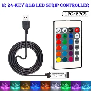 1pc/2pcs 24-Key RGB Remote Controller, Infrared Dimming Controller for Smd 5050 3535 2835 RGB LED Strip Lights, Easy Color Control for Home Decor