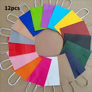 12pcs Handheld Paper Bags Gift Wrapping Supplies, Durable Reusable Design, Perfect for Party Favors & Event Use, Eco-Friendly Packaging Solution