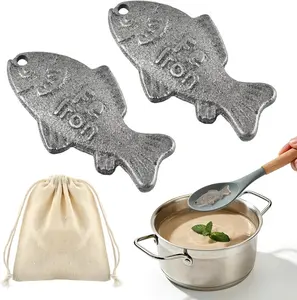Frinovalt Kitchen 2Pcs Iron Fish Cooking Tool Natural Iron Supplement Effective & Safe for Vegans Athletes Pregnant Women with Reusable Storage Bag - Utensils