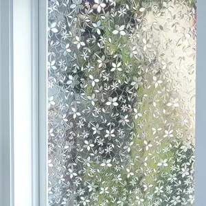 Flower Pattern Glass Sticker, 1 Roll Self Adhesive Window Decal, Decorative Sticker for Home Window & Door, Home Decor, Ornaments, Decoration Sticker