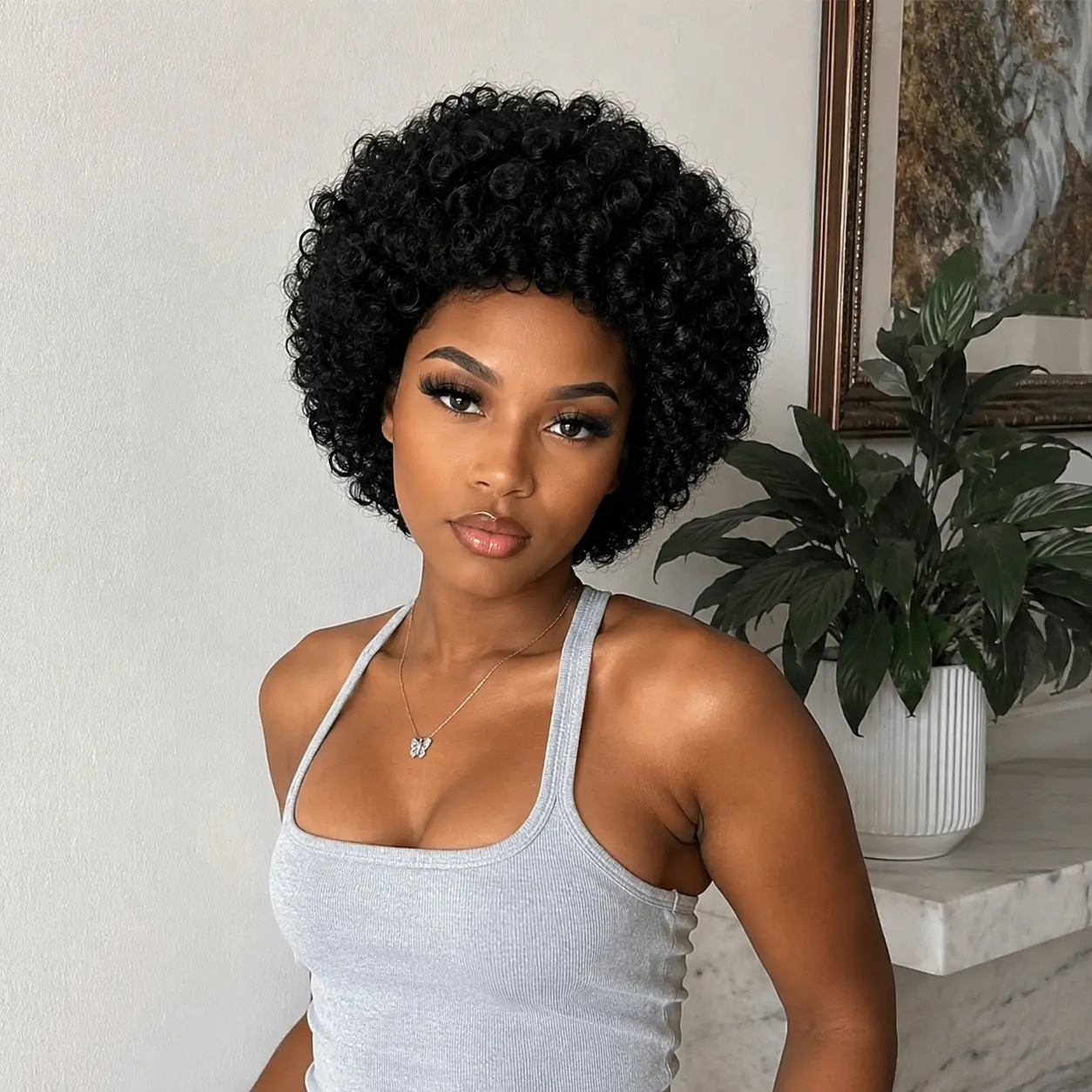 Glueless Wear and Go Human Hair Wig Brazilian Kinky Curly Short Wig Pre Cut Lace Ready to Wear No Glue Beginner Friendly for Black Women Daily Wear Coily Textured Wigs