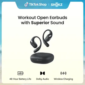 SHOKZ New OpenFit 2+ Open-Ear Headphones, Dolby Audio Enabled, Comfortable Earbuds with Soft Ear Hooks, 48H Playtime, IP55 Water-Resistant, USB-C Fast Charging, Wireless Charging