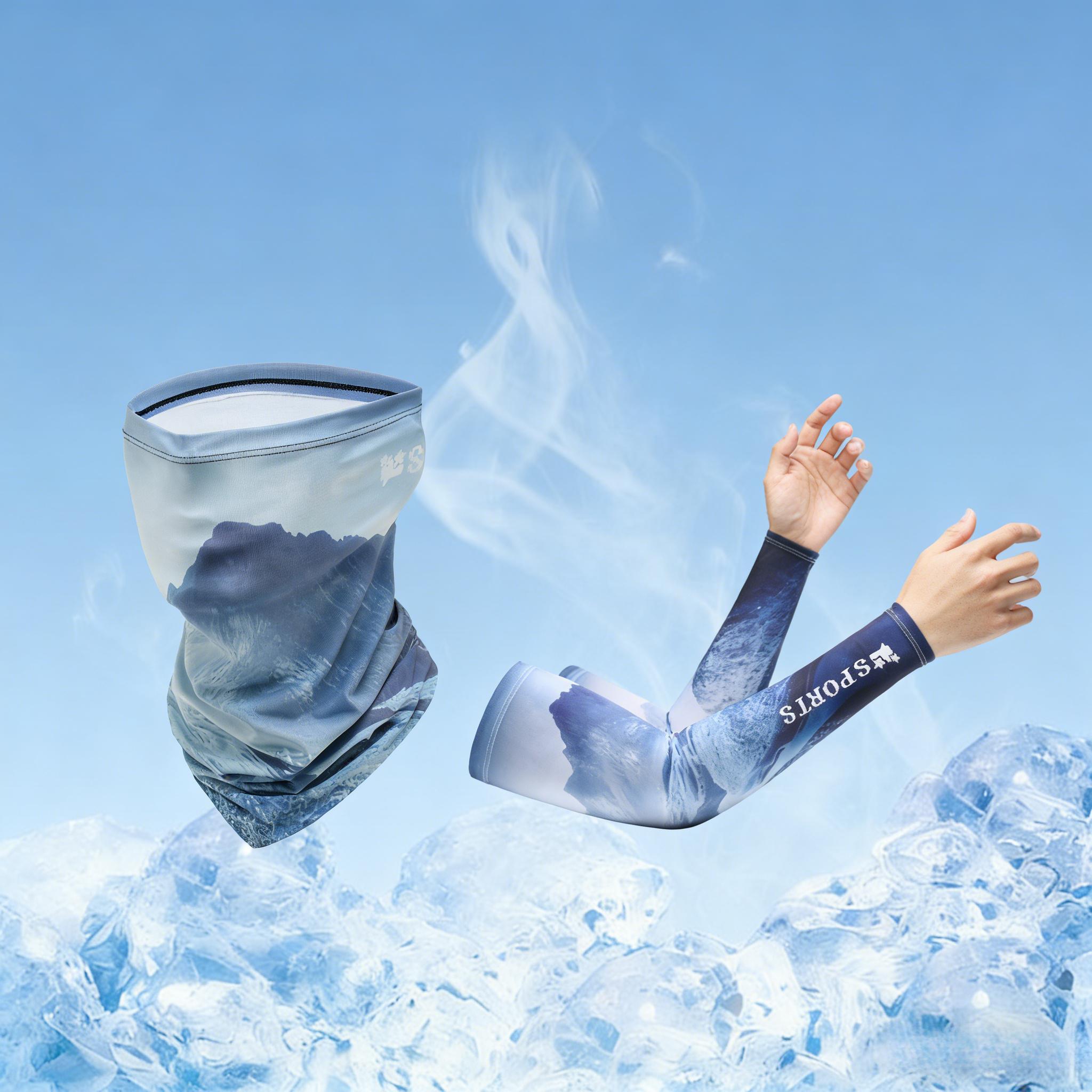 UPF 50+ Ice Silk Sun Protection Set, Boho Print Breathable Quick Dry Neck Gaiter & Arm Sleeves, Unisex UV Protection Gear for Motorcycle, Cycling, Fishing & Summer Outdoor
