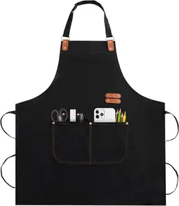 Apron for Men Women, Chef Apron with Adjustable Neck Strap, Heavy Duty Apron with Pockets, for Cooking, Gardening Kitchen