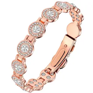 Pure Copper Bracelets for Women, Ultra Strength Magnetic Bracelet with 3800 Gauss Magnets & Sparkling Cubic Zirconia, Adjustable,Jewelry Design-MothersDayGift