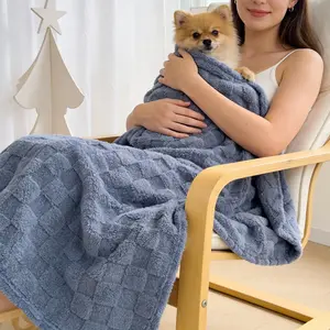 Luxury Plush Checkered Blanket, Super Soft Decorative Texture, Pet Friendly, Winter Warmth, Baby Blanket, Sofa Blanket, Easter Blanket
