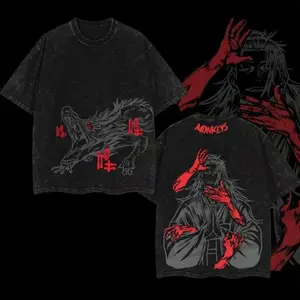 valentine shirts Geto Suguru pink dragon Special grade Cursed Spirit Manipulation JJk Jujutsu Kaisen Anime Manga 2 sided Washed Top Soft graphic tee
