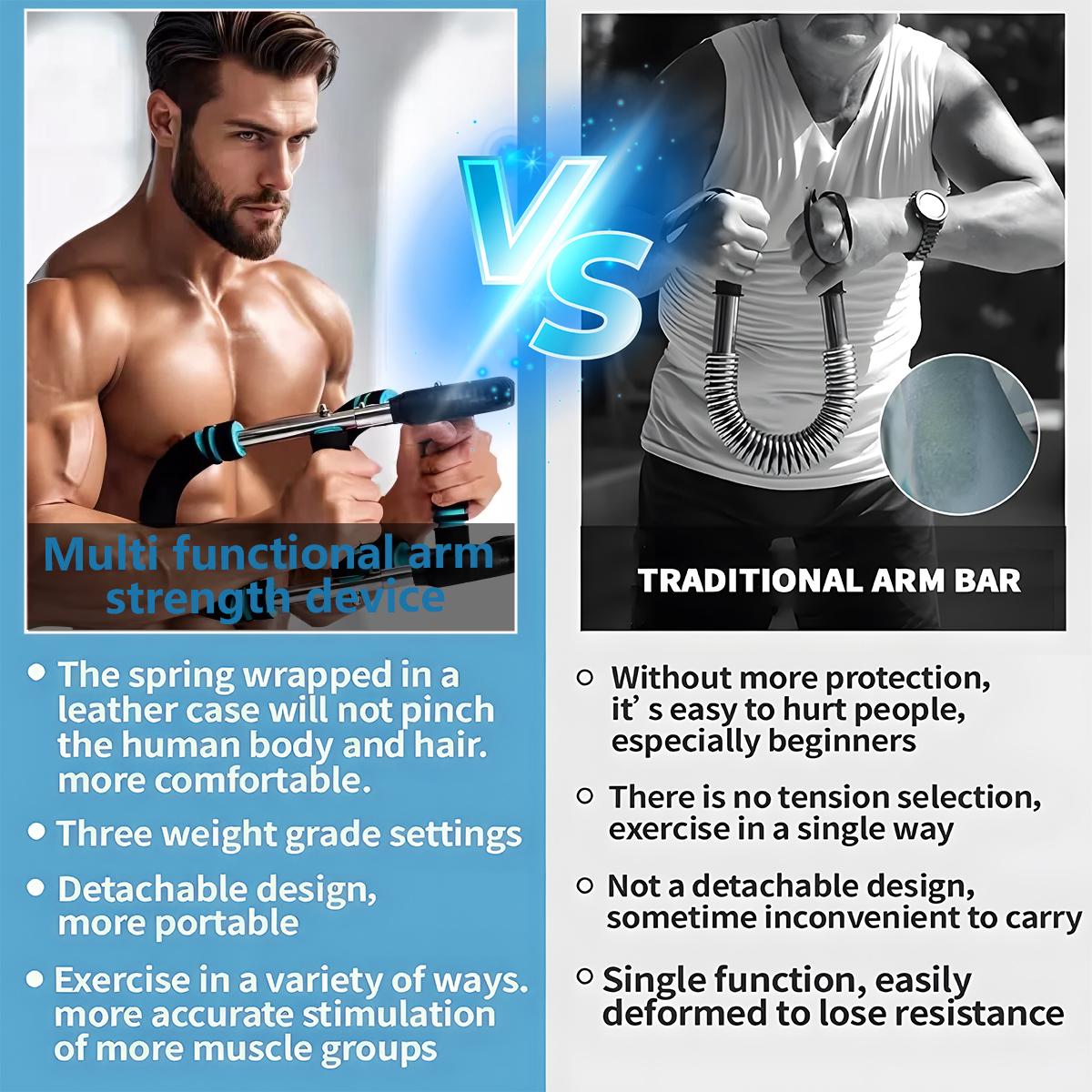 60-110lbs Adjustable Twister Arm Exerciser Spring Workout Bar, Multi-purpose Forearm & Chest Trainer, Portable Home Fitness Equipment for All