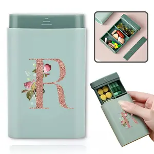 Letter Pattern Pill Organizer, 1 Count Portable Multi-grid Pill Storage Box, Dustproof Medicine Storage Box for Outdoor Travel