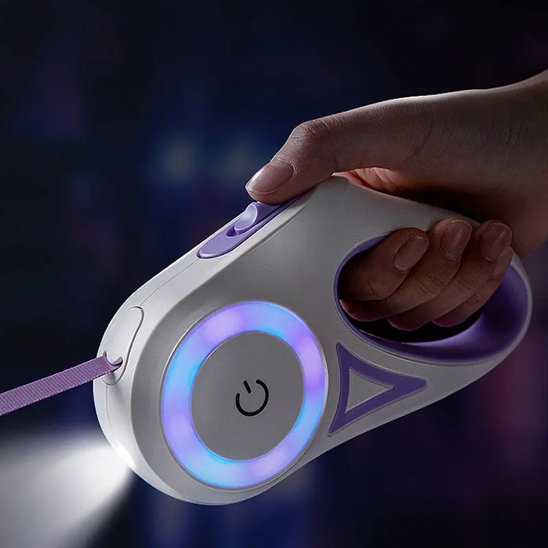 Retractable Dog Leash with LED Light – Safe Night Walking Leash for Small & Medium Dogs