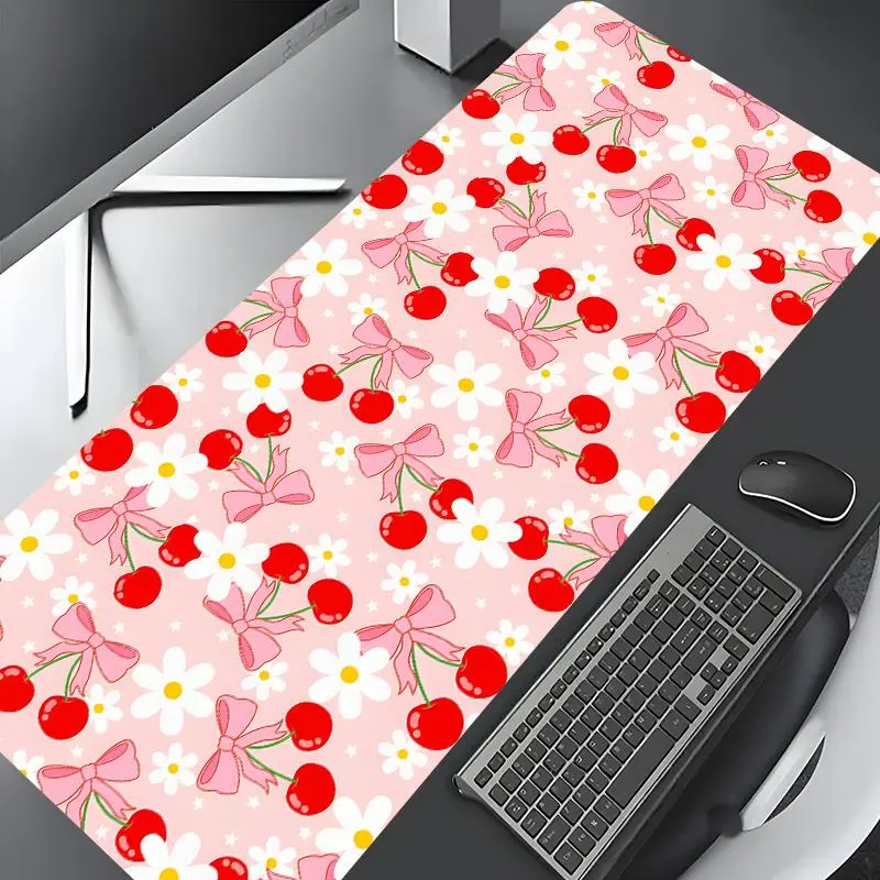 Cute Cherry Pattern Mouse Pad, Rectangle Gaming Mouse Pad, Non-slip Rubber Pad, Decorative Mouse Mat for Home Office, Aesthetic Office Supplies, Desk Accessory