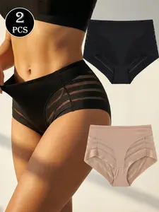 Women's High-Waisted Seamless Smooth Shapewear Panties, & Colors, Basic Breathable Lace Design, Comfortable All-Season Underwear, Seamless Undergarment