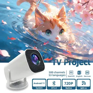 Portable Projector E100, Lightweight Design, Auto Keystone Correction, Native 720p, WiFi 6 5g, Bluetooth-compatible 5.0, Android 11, Home Cinema