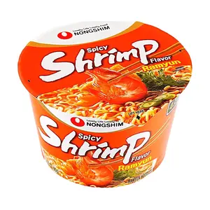 Nongshim Korean Spicy Shrimp Big Bowl Noodles 95g - Instant Seafood Flavor Ramen for a Satisfying Meal