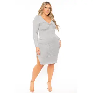 Plus Size Niela Midi Dress - Heather Grey