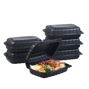 9X6 1-Compartment 50-Pack Plastic Clamshell Containers  To Go Box Heavy Duty Disposable Hinged With Secure Snap Lid