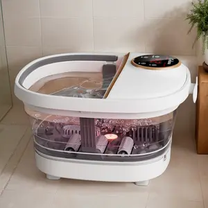 Perfect Gift for Wife NEW Collapsible Foot Spa Bath with Heat, Massage Rollers, Timer, Bubble, Temperature Control Pedicure Foot Spa, Foot Bath Light Black