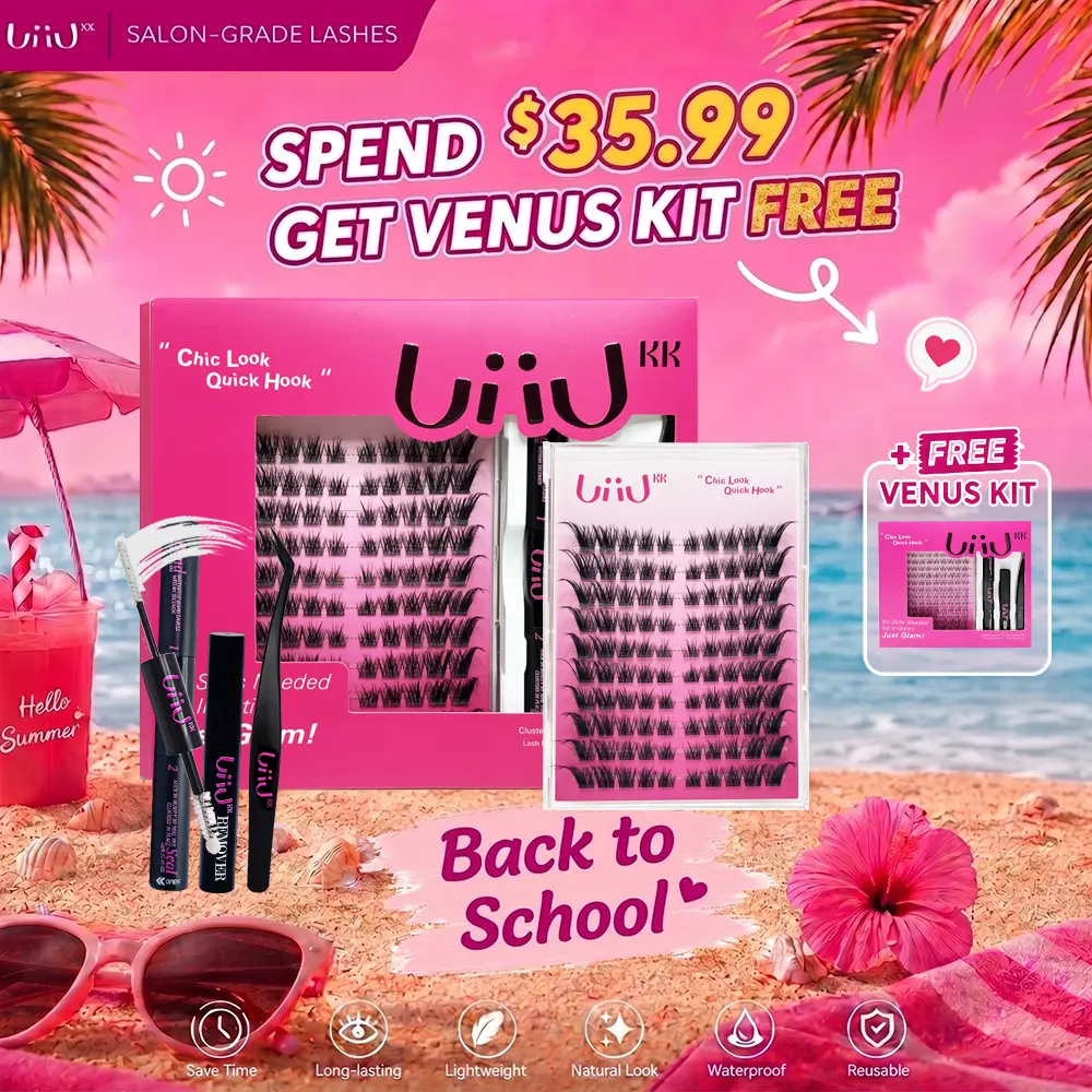 UiiUKK Foxdoll Lash | LC Curl Fox Eye Lash Clusters | Ultra-Dense, Waterproof, All-Day Hold | Easy D-Curl DIY for Beginners | Get Flawless Salon Extensions at Home | Suitable for Various Makeup Styles,back to school