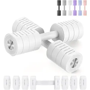Dumbbell Set of 2, Adjustable Weight, Anti-slip Handle, Macaron Colors, Each 2.2/4.4/6.6/8.8 lbs, 4 in 1 Hand Weights for Women at Home
