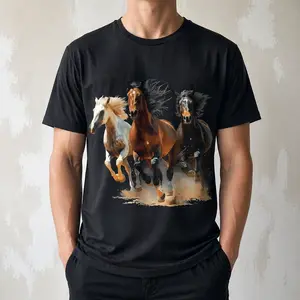 "Vintage Horses Lover" Graphic T-Shirt Unisex - Retro Equestrian Statement Top - Classic Western Aesthetic Apparel - Soft Breathable Graphic Shirt - Unique Professional Detail Crew Neck Tee