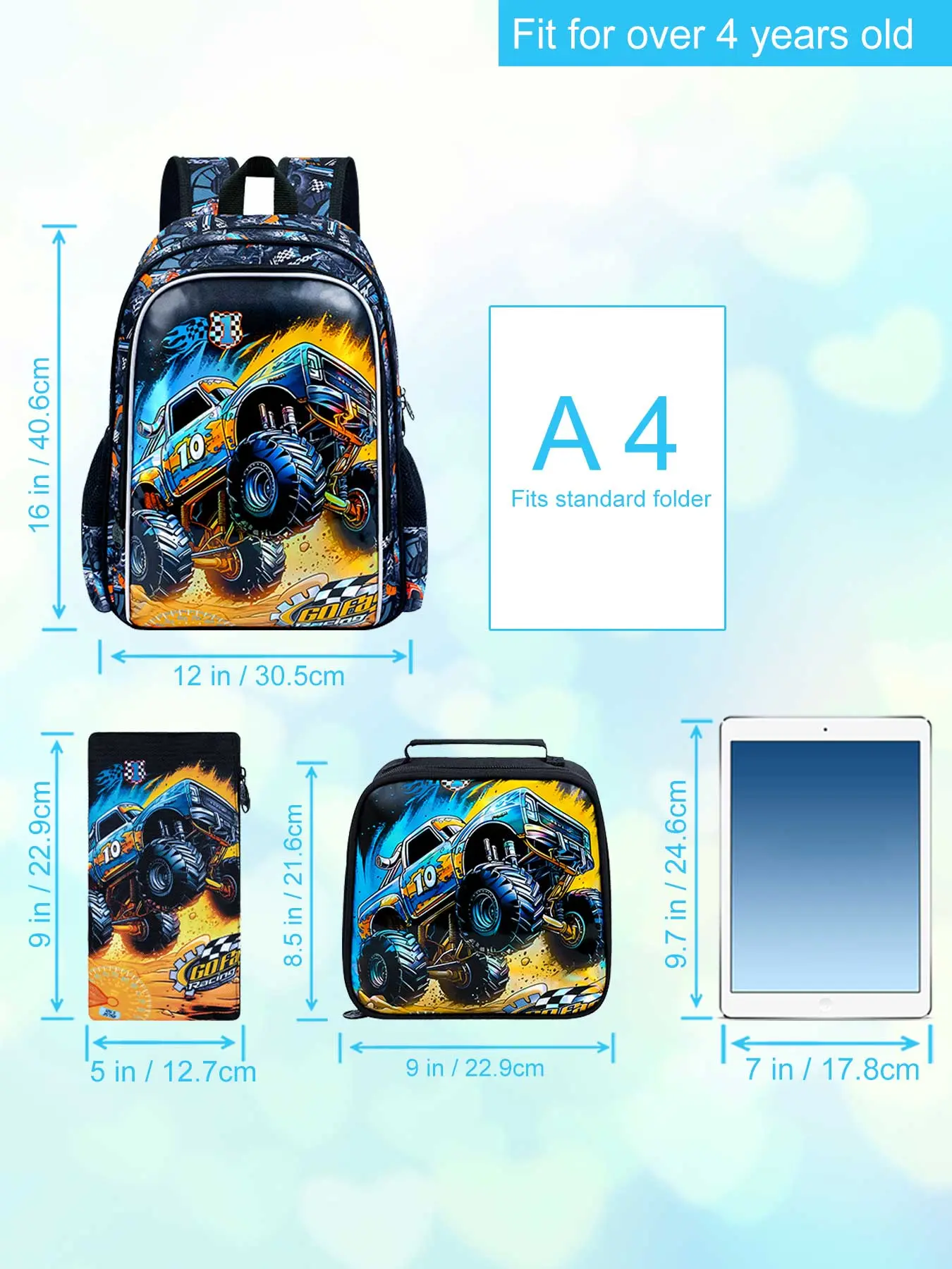 16" Truck Backpack for Boy, 3Pcs Car School Backpacks with Lunch Box, Kids Bookbag for Elementary Preschool Kindergarten(Black) - TikTok Shop 16" Truck Backpack for Boy, 3Pcs Car School Backpacks with Lunch Box, Kids Bookbag for Elementary Preschool Kindergarten(Black) - TikTok Shop