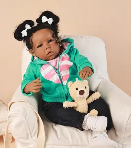 ZaysReborns Realistic Vinyl 18" African American Reborn Doll with Birth Certificates, Baby Bottles, Clothing, and Diapers