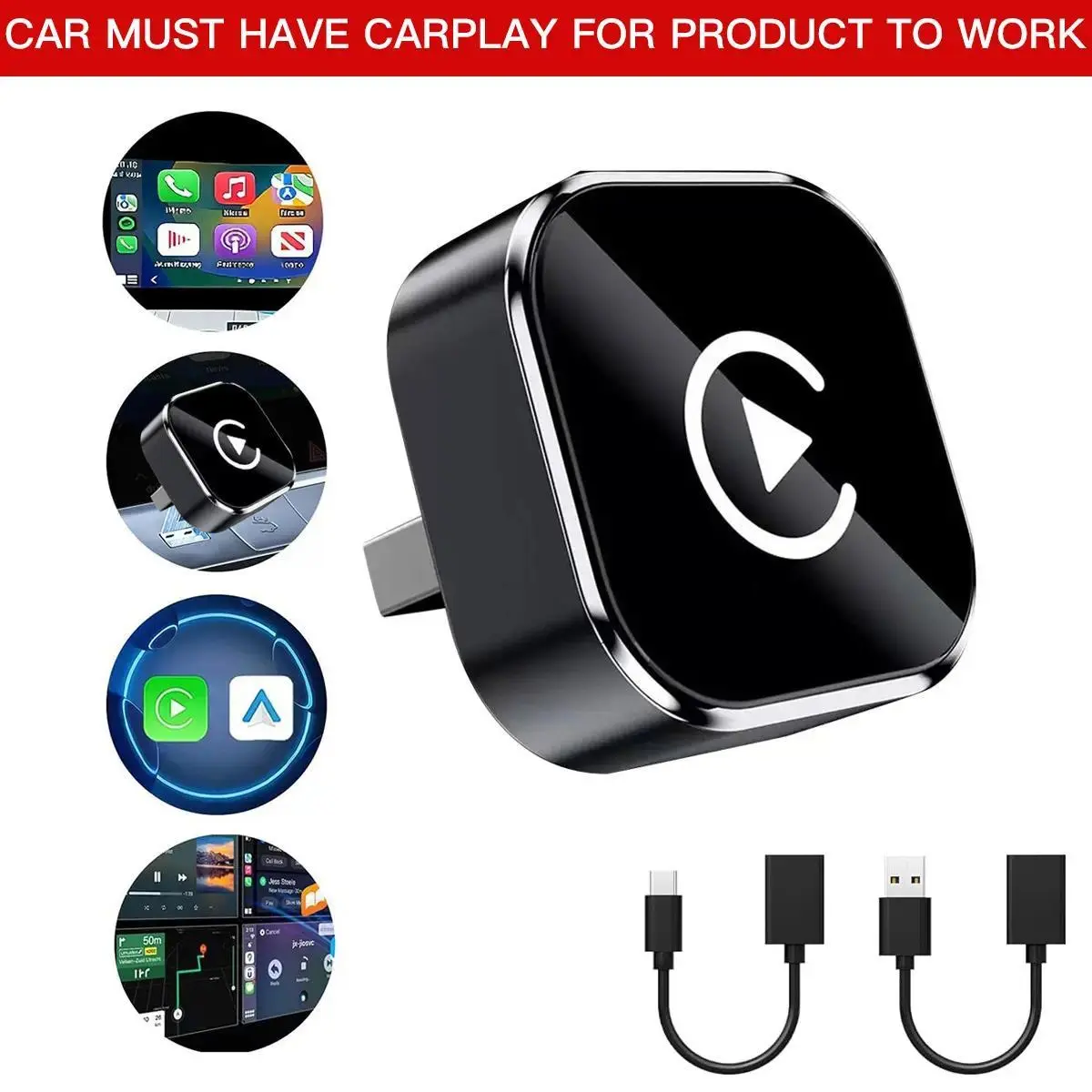2026 New Upgraded Wireless CarPlay Dongle, Compatible with iPhone/Android, Instant Connection, Hands-Free Calling, Multimedia Car Audio
