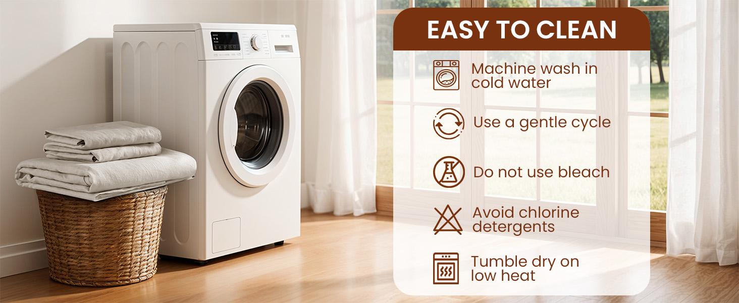 Shilucheng Linen Cotton  4 Piece Bed Sheet Set Rustic Farmhouse Style Soft Cotton Comfort Breathable Linen Texture Cooling for Hot Sleepers