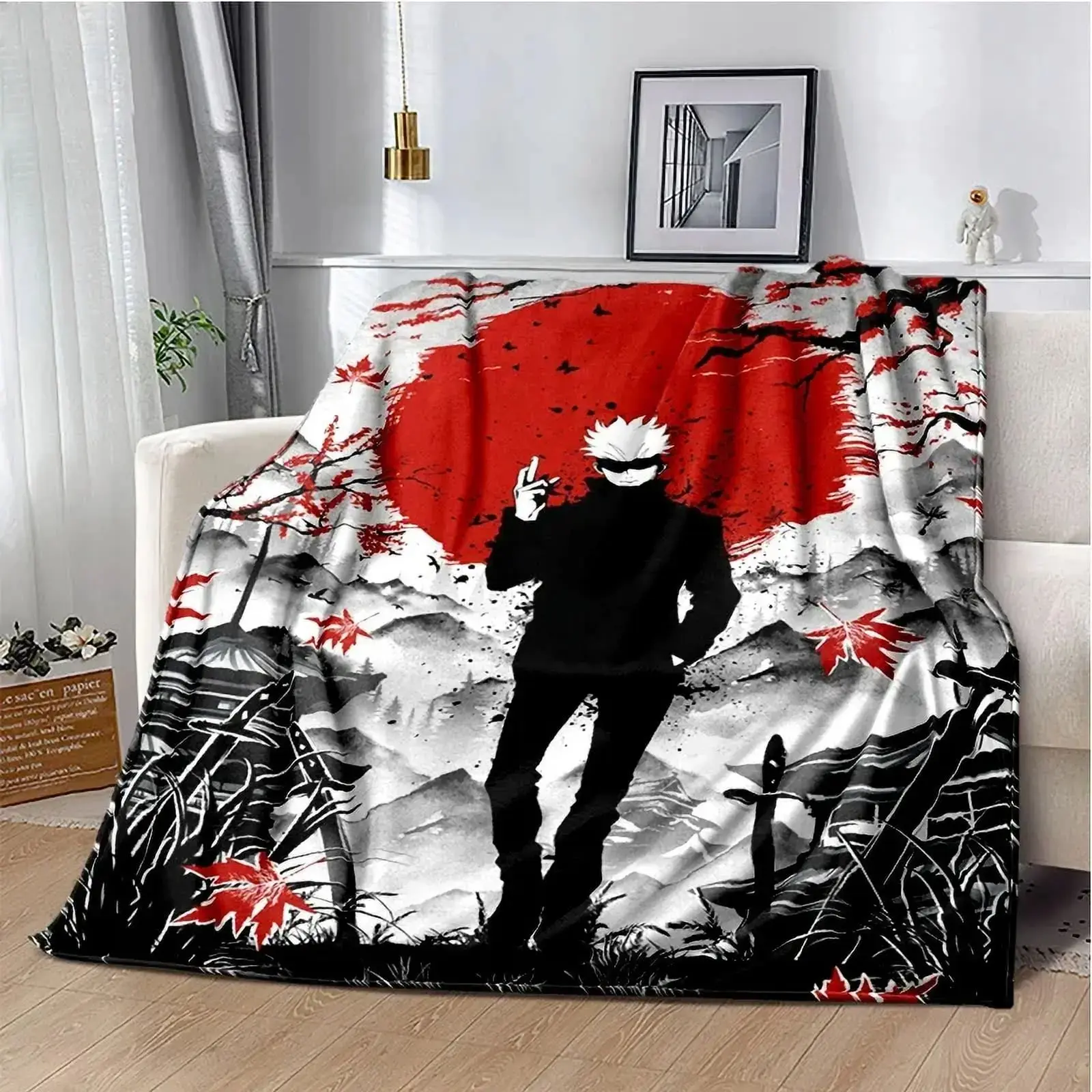 Cartoon Anime Jujutsu Kaisen Throws Blanket Super Soft Featuring Yuji,Megumi,obara and Satoru Gojo Blanket for Travel Beding Bed