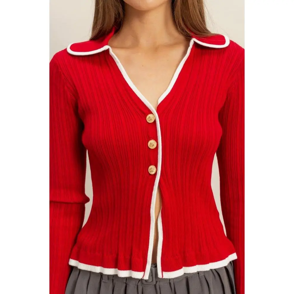 Burgundy Cropped Cardigan