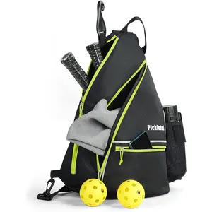 Pickleball Bag, Men's & Women's Pickleball Backpack, Adjustable Sling Bag w/Fence Hook/Large Capacity/Safety Pocket