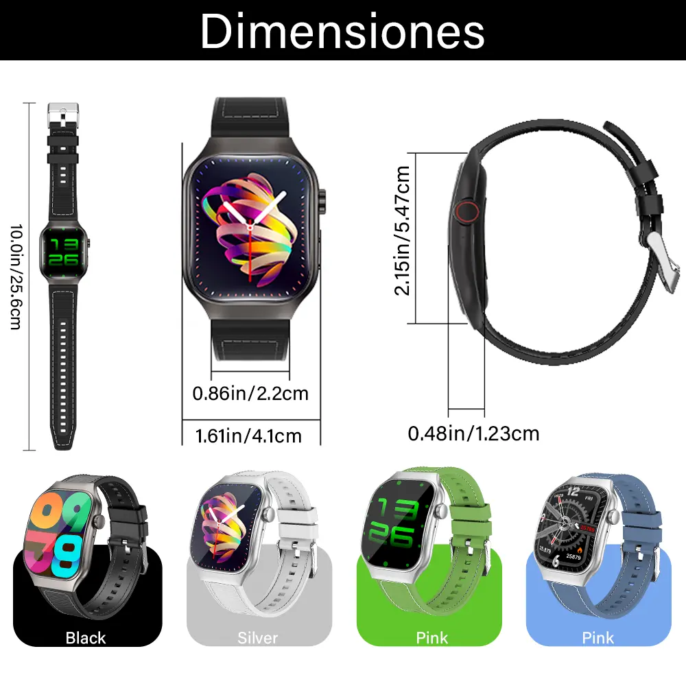 The LAXASFlT Stylish Smartwatch H7 features a 2.01-inch HD