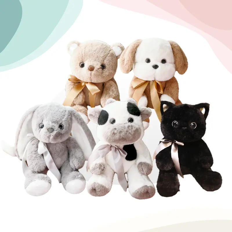 uoozii Non-Shedding Series 12" | 2 Pounds Bunny Cow Cat Dog Teddy Bear Weighted Stuffed Animals Unscented Microwavable & Coolable Weighted Rabbit Kitty Puppy Plush Warm Gift for Stress & Period Pain Relief