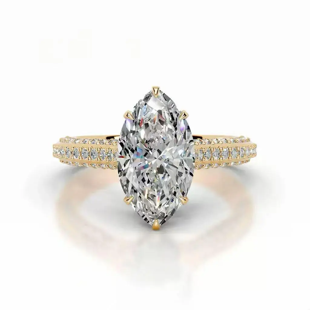 Lab-grown diamond ring, 11048, 2 ct, D- VS1, marquise cut; IGI certification; light luxury, premium feel; versatile for everyday wear; suitable for engagement and proposal; S925 sterling silver.