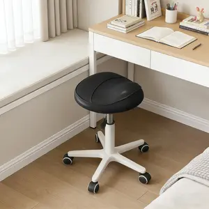 【Mother's Day】Saddle Stool Thick Padded Seat Ergonomic Chair Swivel Rolling Saddle Chair with Wheels for Hair Salon, Dental Clinic, Spa, Massage Studio, Office & Home, Grey