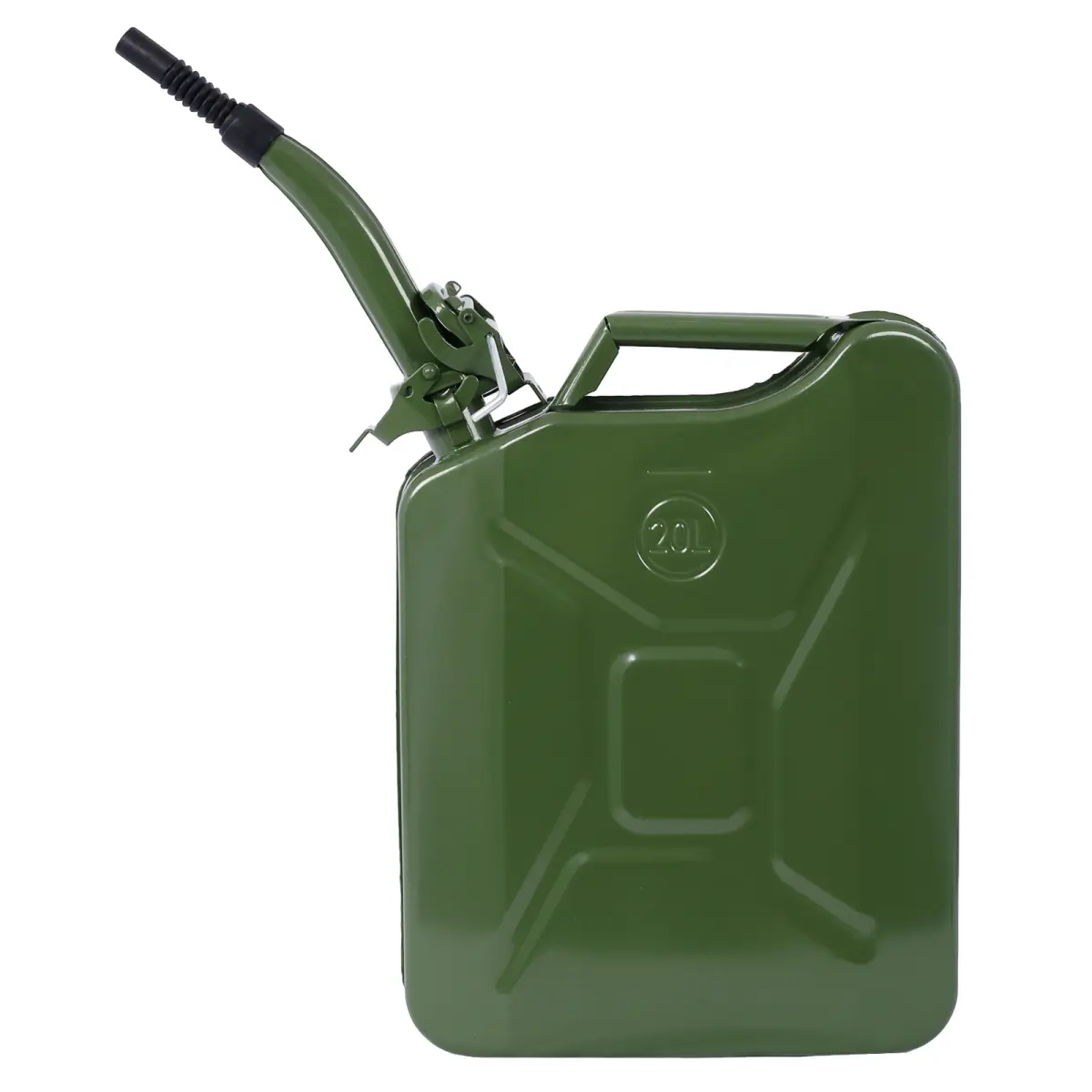 Green 20L (5 Gal) Durable Steel Jerrycan, Portable Fuel Tank with Flexible Spout for Cars, Trucks, Automotive & Motorcycle Equipment