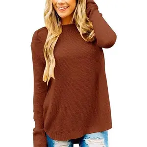 MEROKEETY Women's Casual Long Sleeve Sweaters 2025 Loose Crew Neck Fall Winter Knit Pullover Sweater Tops