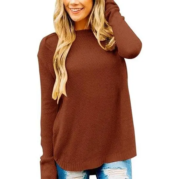 MEROKEETY Women's Casual Long Sleeve Sweaters 2025 Loose Crew Neck Fall Winter Knit Pullover Sweater Tops