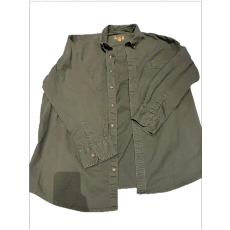 Foundry Supply Co Mens 2XLT Olive Button Front Utility Shirt Long Sleeve