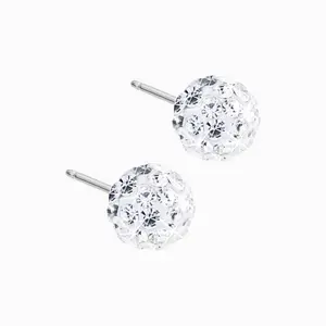 Blomdahl | Hypoallergenic | Natural Titanium Crystal Ball 6mm Stud Earrings | Best Choice For Sensitive Ears
