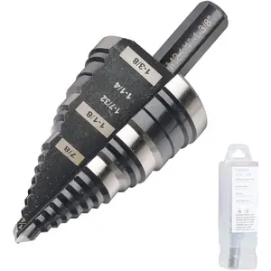 1/4 to 1-3/8 Inch Step Drill Bit Straight Grooved Double Fluted, M2 High Speed Steel Drill bits for Hole Drilling in Stainless Steel, Copper, Aluminum, Wood, Plastic