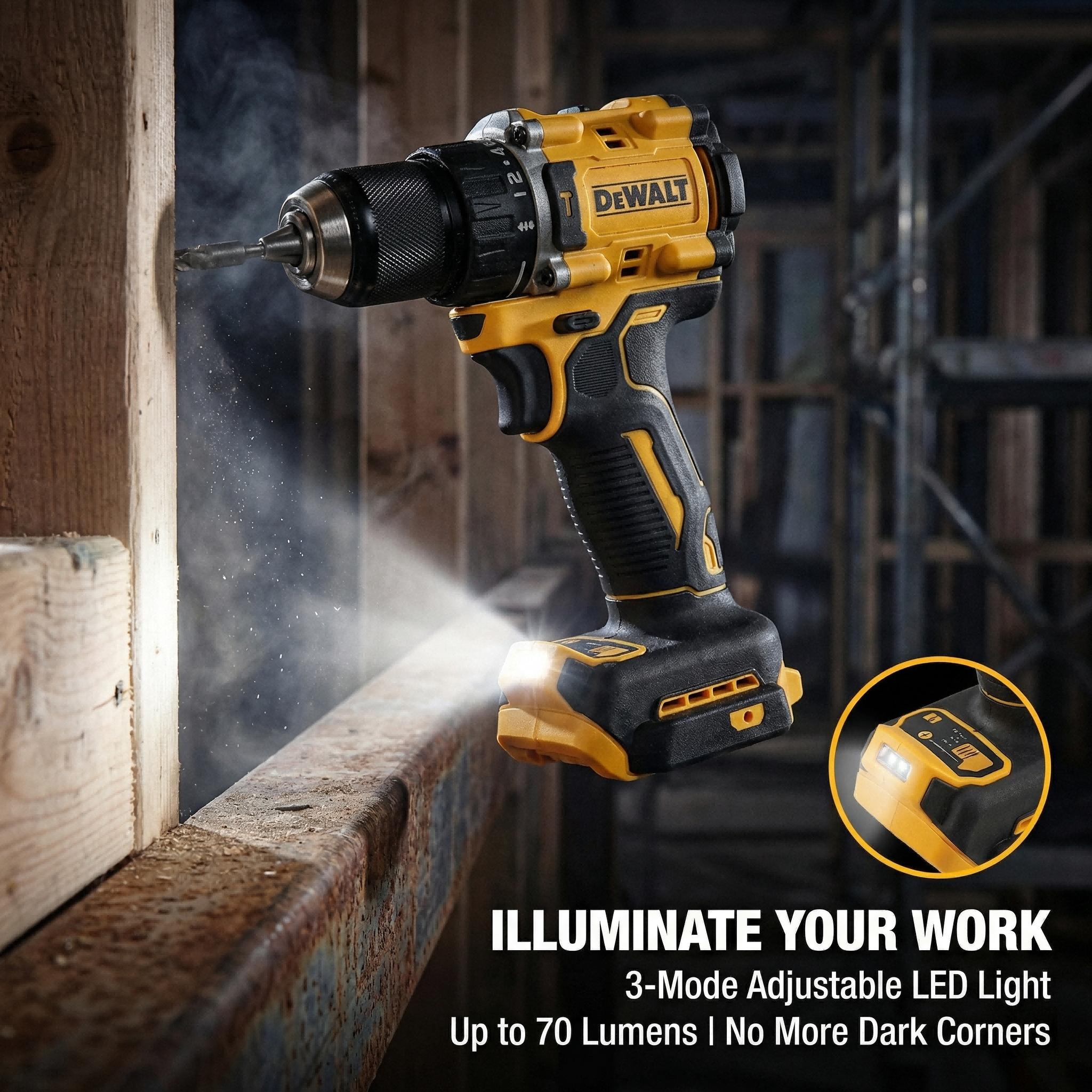 Dewalt DCF805 20V Brushless Impact Driver Kit – 90Nm Max Fastening Torque for M3-M8 Machine Screws – Three-Mode 70 Lumen LED with Adjustable Beam Direction