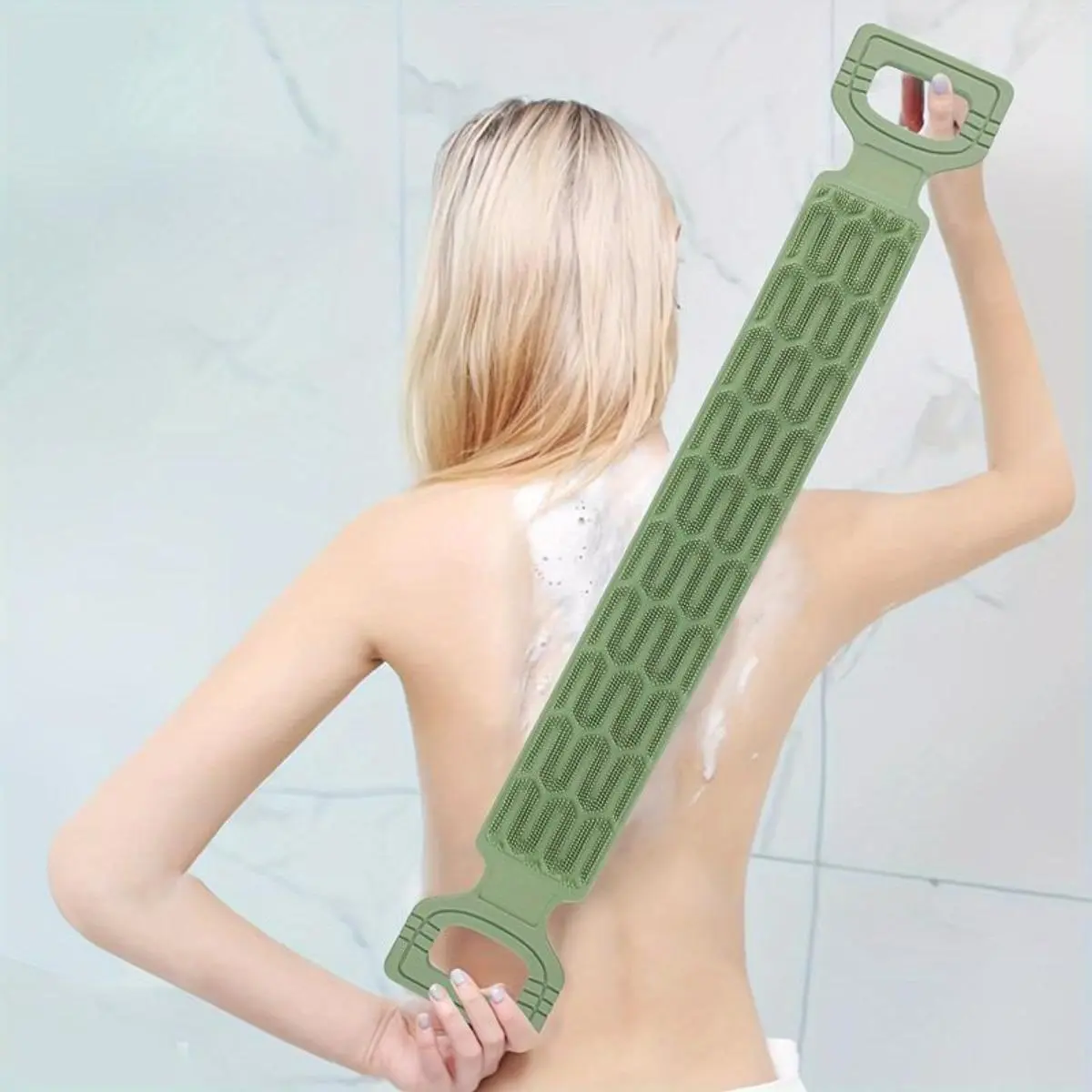 Hygiene Silicone Back Scrubber for Shower, Easy Reach Double-Sided Textured Bath Brush, Gentle Exfoliation & Deep Cleansing Body Scrubber, Soft Flexible Shower Essential for Men & Women