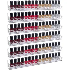 6pcsset acrylic nail polish rack wall mountedlipstick essential oil bottle holder organizernail paint display stand shelf for storage