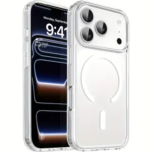 Clear Magnetic Phone Cover in a Timeless Design - Works with Wireless Charging - Shockproof And Resistant to Yellowing - Made for Iphone 17, 16, 15, 14, 13, 12, 11 Pro And Pro Max, Scratchresistant, Durable Case, Slim Phone Case
