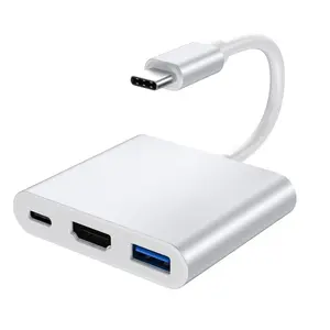 USB C to HDTV Multiport Adapter, Expansion Adapter, USB C Hub, USB C Dongle, 4K HDTV to Type C Adapter with 100W PD, USB A 3.0 Port, 3 in 1 USB C Digital av Multiport Converter for Laptop, MacBook, iPad, iPhone 15/16, Tablets, Switch, etc